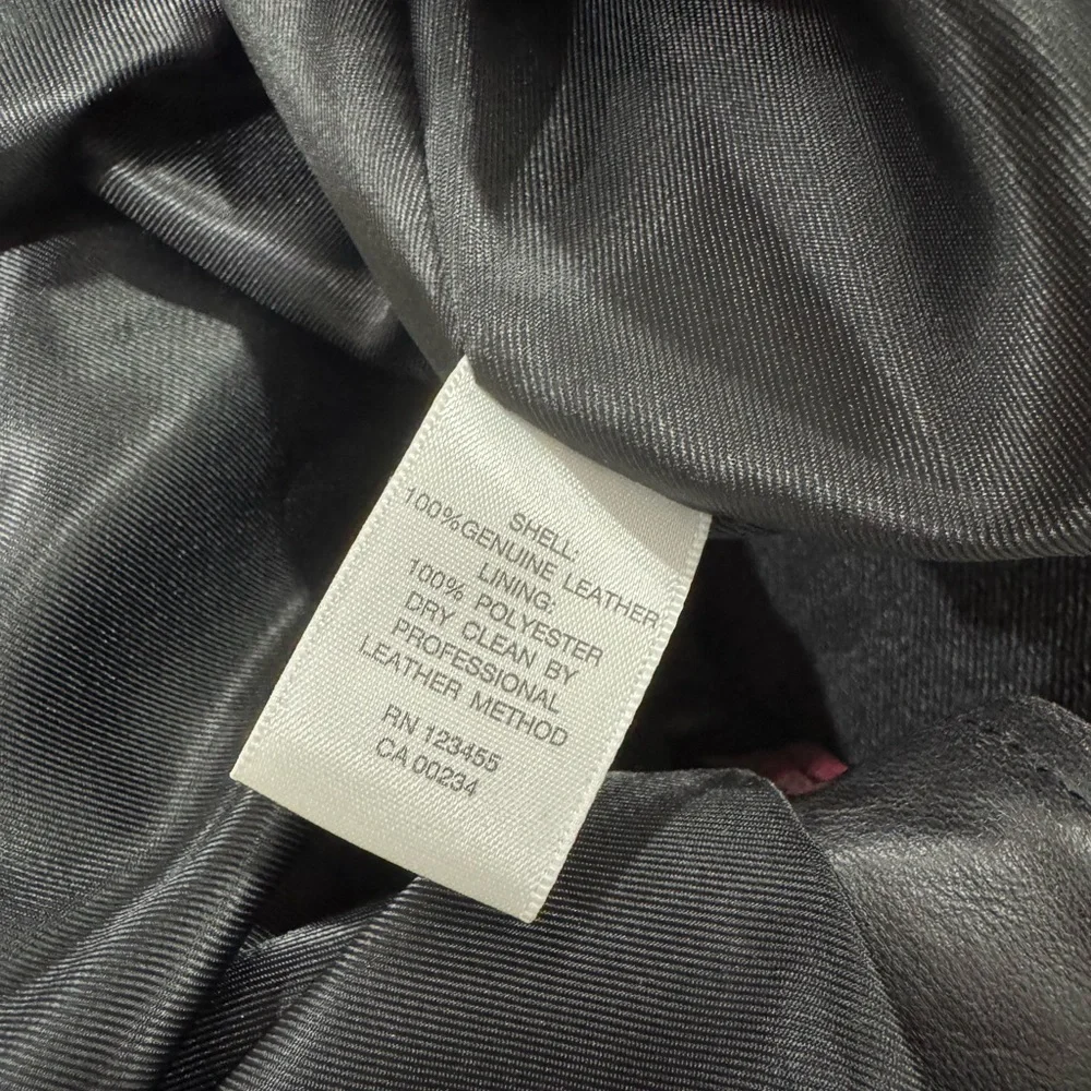 Lord & Taylor 424 Fifth Red Rose Black Leather Moto Biker Jacket - Picture 10 of 10